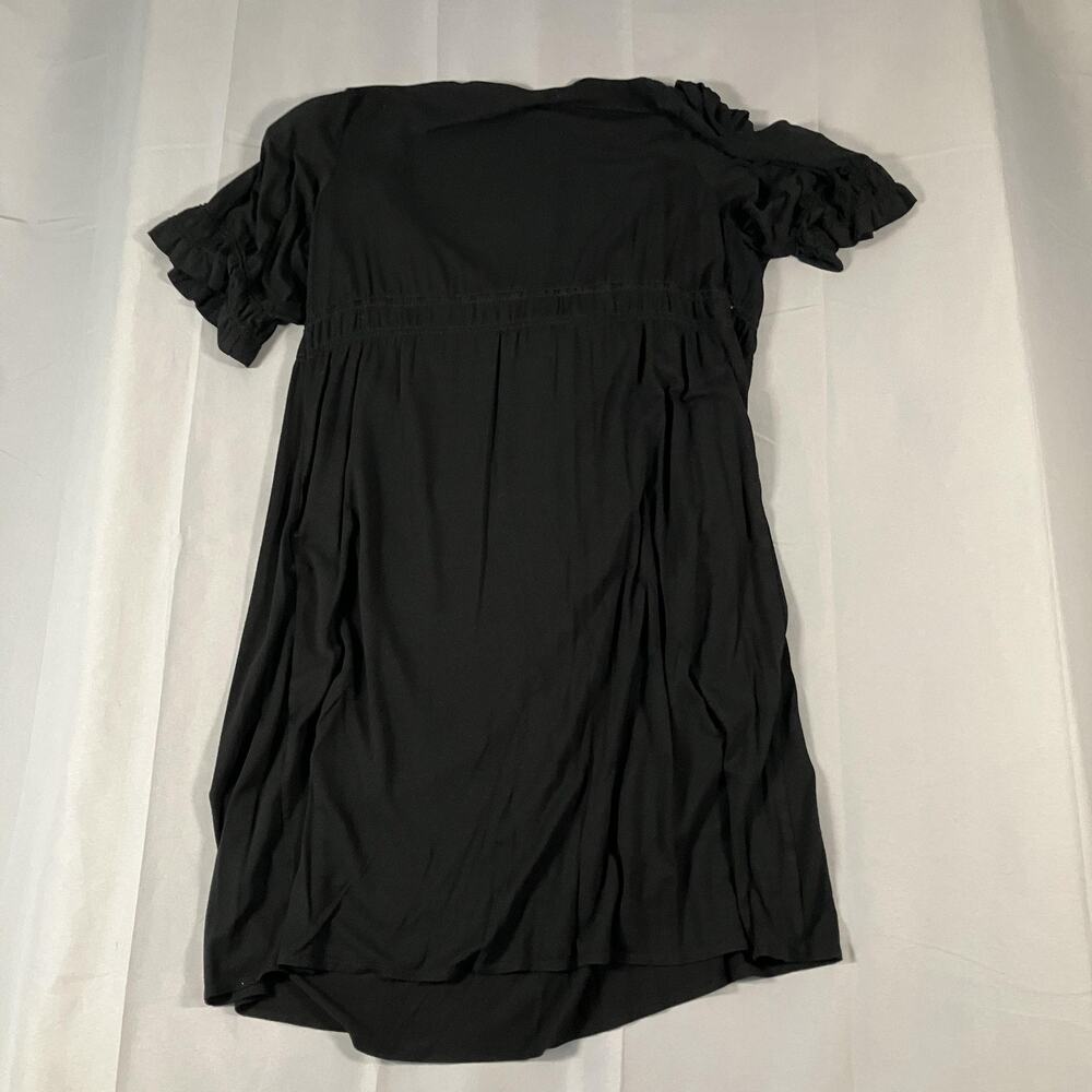 Max Studio Dress Womens Large Black 3/4 Sleeve Midi Ruffle V Neck Stretch - Picture 11 of 15
